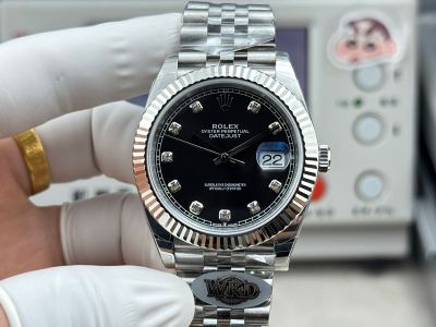 Rolex Datejust 3235 Movement 41mm 72h Diamond Markers Black Face Watch